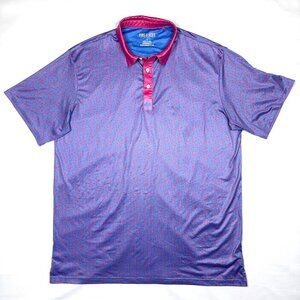 Pins & Aces Purple w/ Pink Flamingo All Over Performance Golf Polo Shirt Mens XL